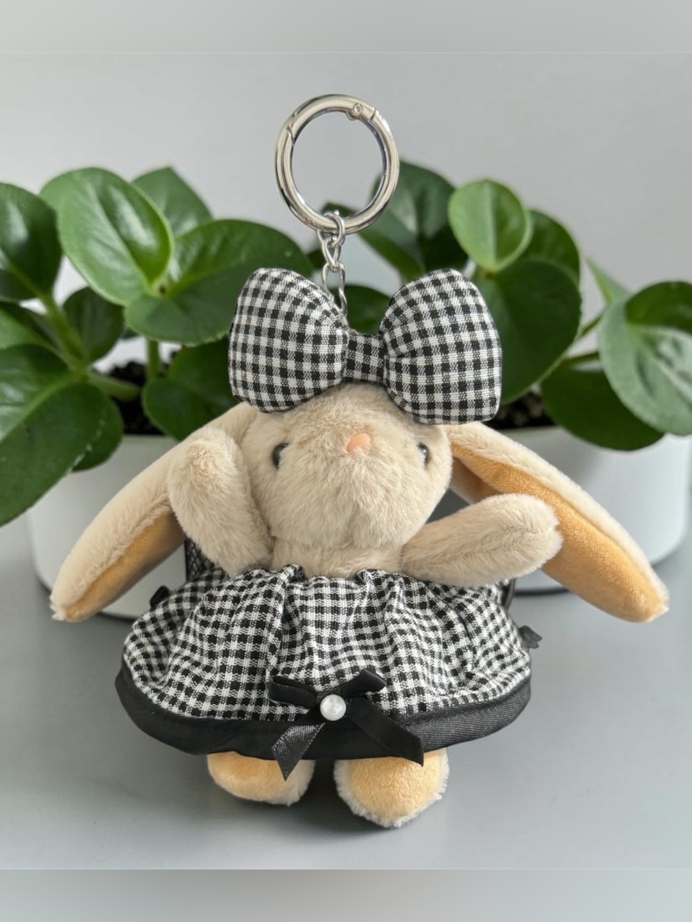 Piper K Black Plaid Bunny Keychain & Bag Charm